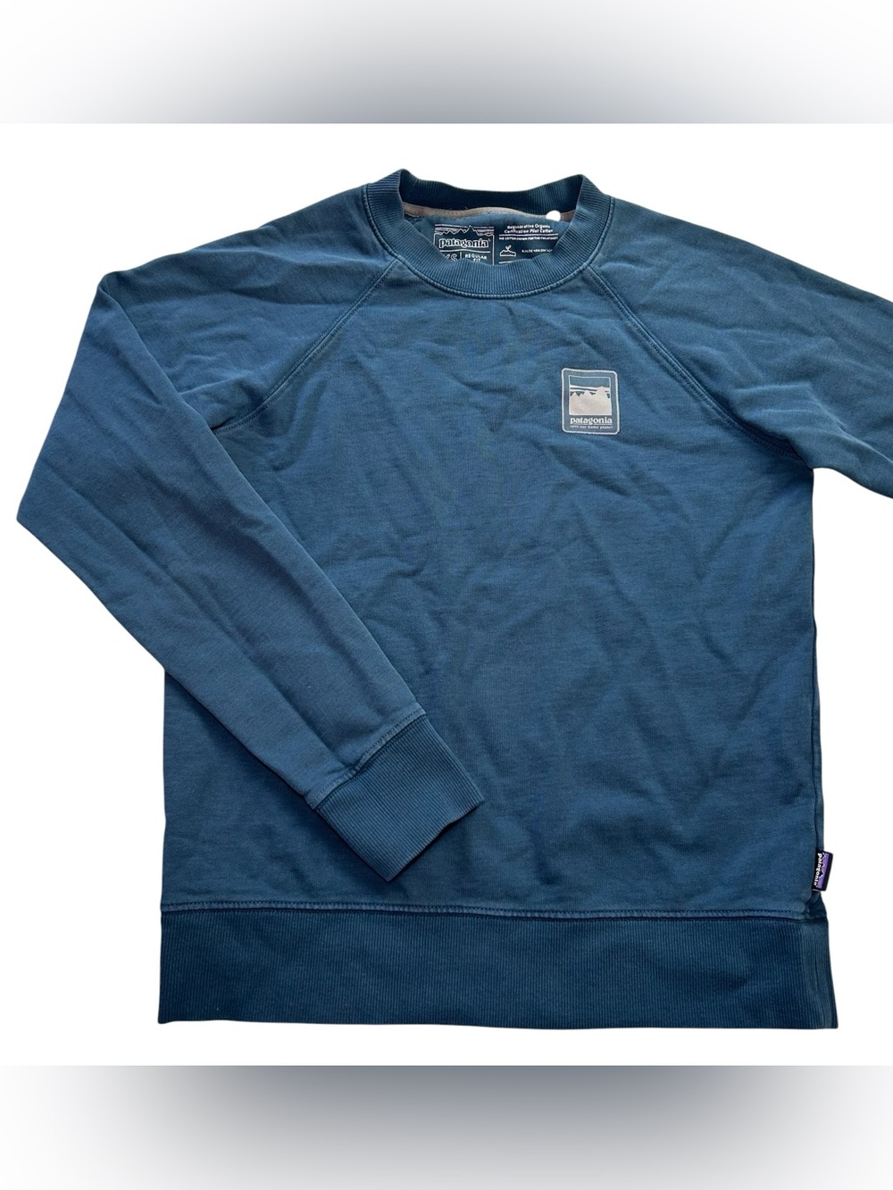 Patagonia Womens Alpine Icon Regenerative Organic Cotton Crew Sweatshirt Blue X